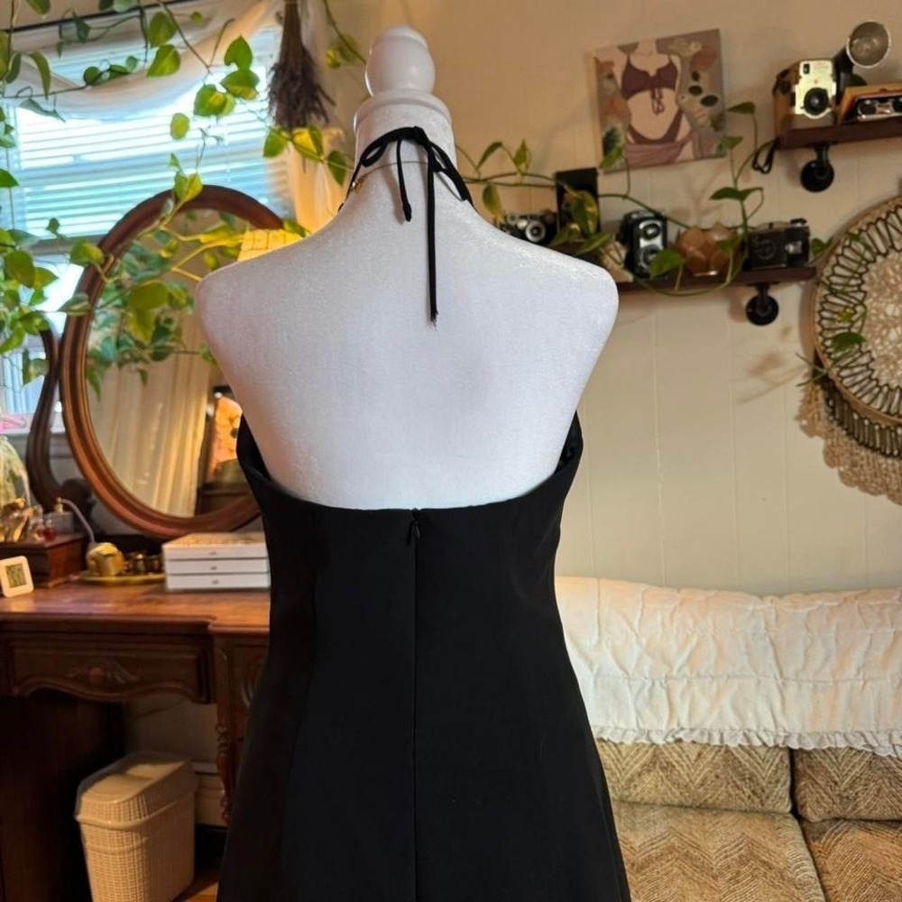 Impression Bridal Black Halter Keyhole Neckline Formal Evening Gown Maxi Dress - Picture 3 of 8